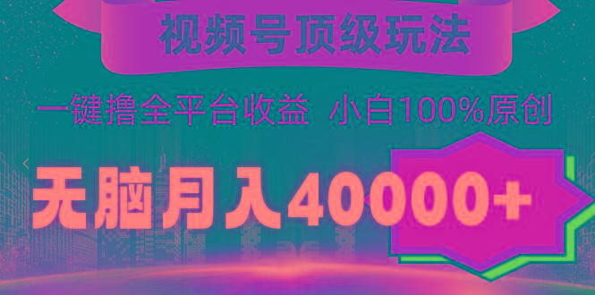 (9281期)视频号顶级玩法，无脑月入40000+，一键撸全平台收益，纯小白也能100%原创-87创业网