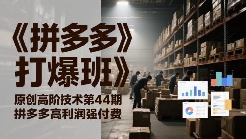 《拼多多打爆班》原创高阶技术第44期，拼多多高利润强付费-87创业网