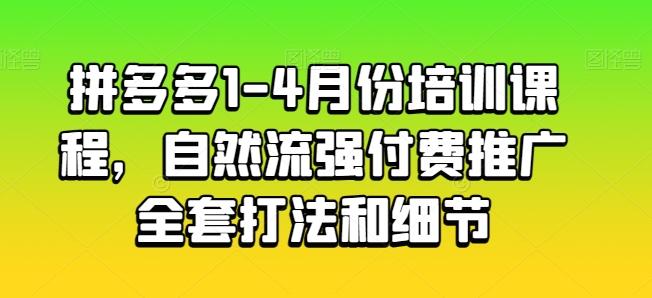 拼多多1-4月份培训课程，自然流强付费推广全套打法和细节-87创业网