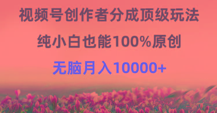 (9608期)视频号创作者分成顶级玩法，纯小白也能100%原创，无脑月入10000+-87创业网