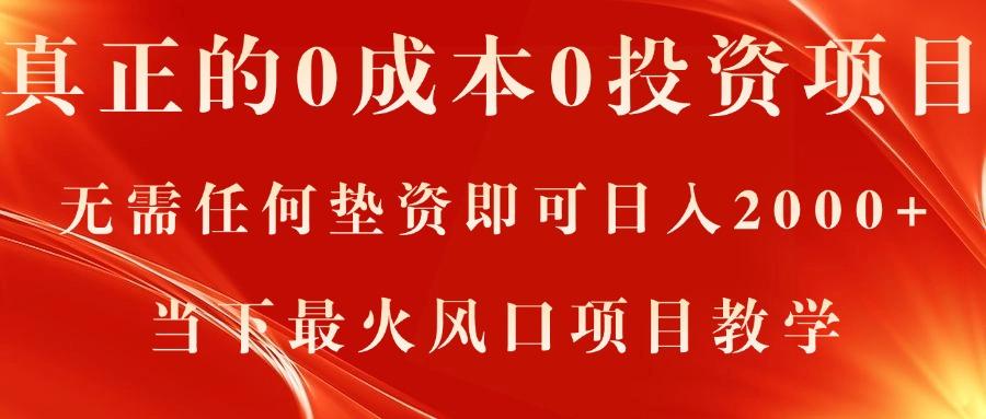 真正的0成本0投资项目，无需任何垫资即可日入2000+，当下最火风口项目教学-87创业网