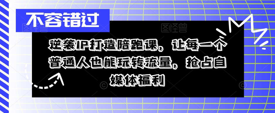 逆袭IP打造陪跑课，让每一个普通人也能玩转流量，抢占自媒体福利-87创业网