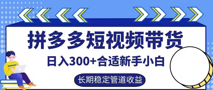 拼多多短视频带货日入300+有长期稳定被动收益，合适新手小白【揭秘】-87创业网