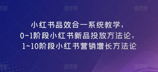 小红书品效合一系统教学，​0~1阶段小红书新品投放方法论，​1~10阶段小红书营销增长方法论-87创业网