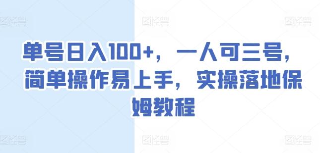 单号日入100+，一人可三号，简单操作易上手，实操落地保姆教程【揭秘】-87创业网