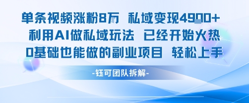 单条视频私域变现4.9k+利用AI做私域玩法 已经开始火热0基础也能做的副业项目轻松上手-87创业网