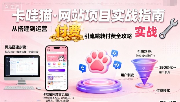 卡哇猫·网站项目，网站搭建与运营以及引流跳转付费-87创业网