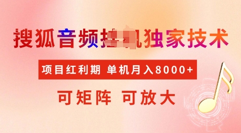 全网首发搜狐音频挂JI独家技术，项目红利期，可矩阵可放大，稳定月入8k【揭秘】-87创业网