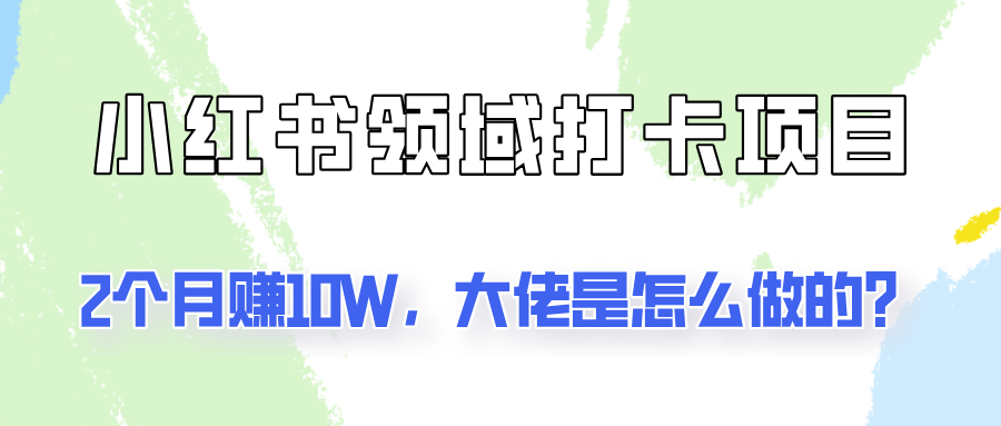 通过小红书领域打卡项目2个月赚10W，大佬是怎么做的？-87创业网