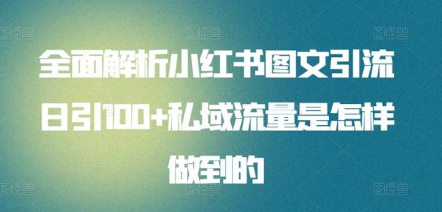 全面解析小红书图文引流日引100+私域流量是怎样做到的【揭秘】-87创业网