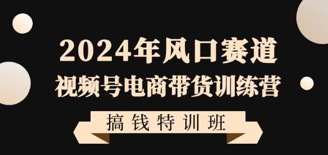 2024年风口赛道视频号电商带货训练营搞钱特训班，带领大家快速入局自媒体电商带货-87创业网