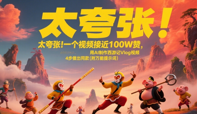 太夸张！一个视频接近100W赞，用AI制作西游记Vlog视频，全流程拆解来了(附万能提示词)-87创业网