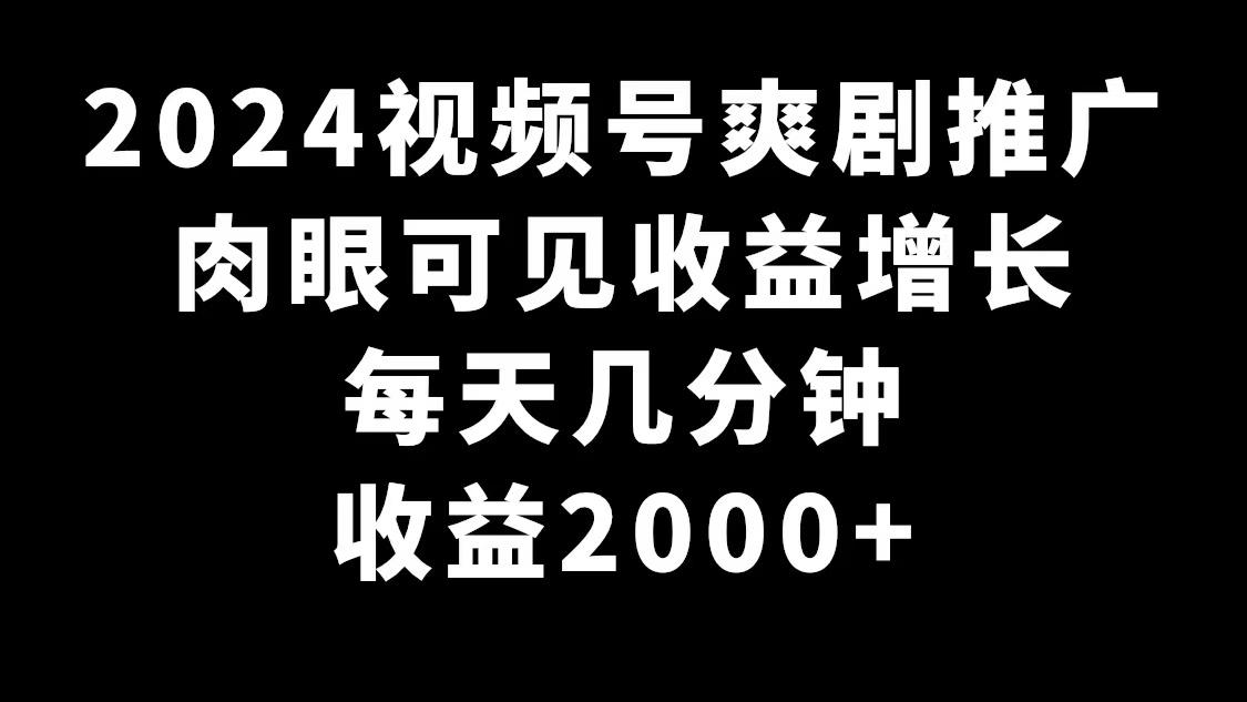 2024视频号爽剧推广，肉眼可见的收益增长，每天几分钟收益2000+-87创业网