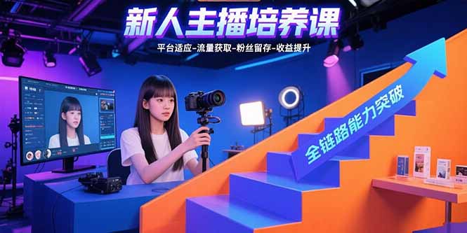 新人主播培养课：平台适应-流量获取-粉丝留存-收益提升 全链路能力突破-87创业网