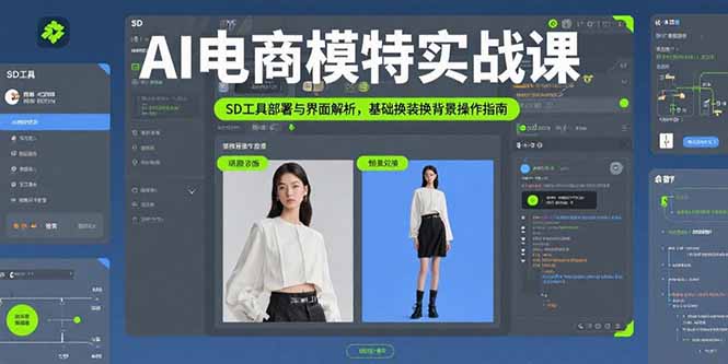 AI电商模特实战课，SD工具部署与界面解析，基础换装换背景操作指南-87创业网