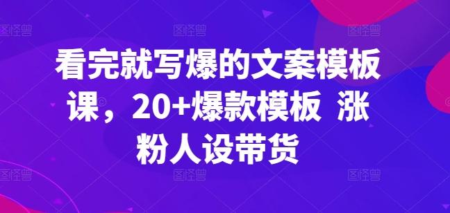 看完就写爆的文案模板课，20+爆款模板  涨粉人设带货-87创业网