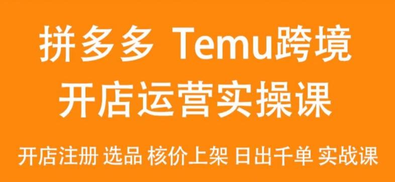 2024Temu最新玩法，Temu跨境开店运营实操课，开店注册/选品/核价上架/日出千单实战课-87创业网