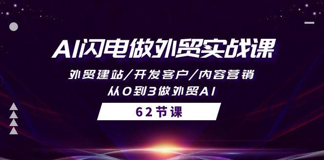 (10049期)AI闪电做外贸实战课，外贸建站/开发客户/内容营销/从0到3做外贸AI-62节-87创业网