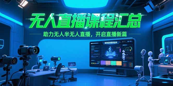 无人直播课程汇总，含非实时防风技术，助力无人半无人直播，开启直播新篇-87创业网