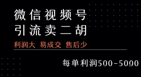 视频号卖二胡教程，利润大 易成交 售后少，一单利润5张+-87创业网