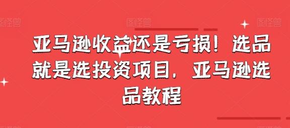 亚马逊收益还是亏损！选品就是选投资项目，亚马逊选品教程-87创业网