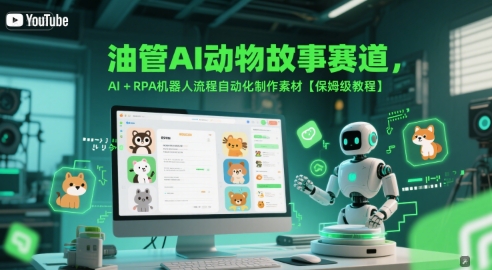油管AI动物故事赛道，AI+RPA机器人流程自动化制作素材【保姆级教程】-87创业网