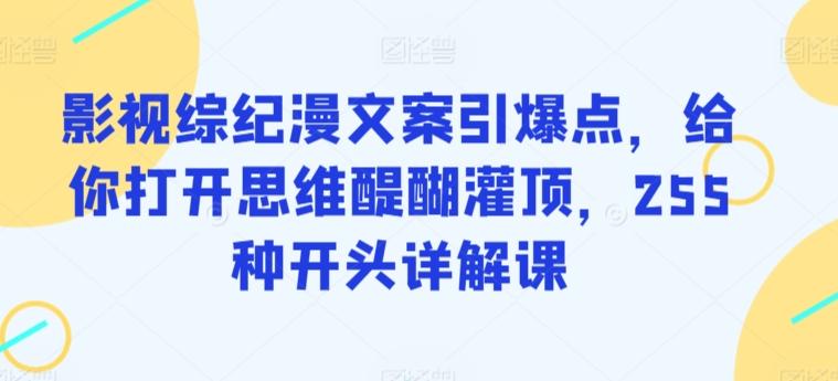 影视综纪漫文案引爆点，给你打开思维醍醐灌顶，255种开头详解课-87创业网