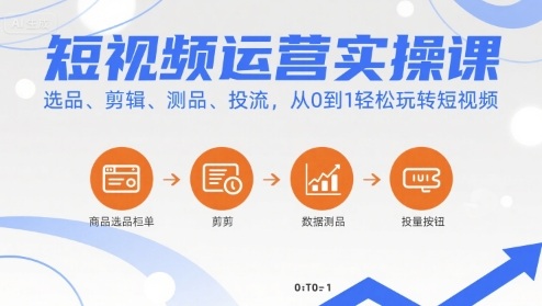 短视频运营实操课，选品、剪辑、测品、投流，从0到1轻松玩转短视频-87创业网