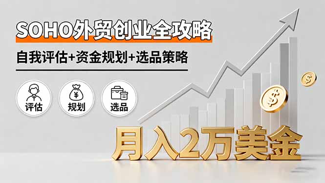 SOHO外贸创业全攻略，自我评估+资金规划+选品策略，月入2万美金-87创业网