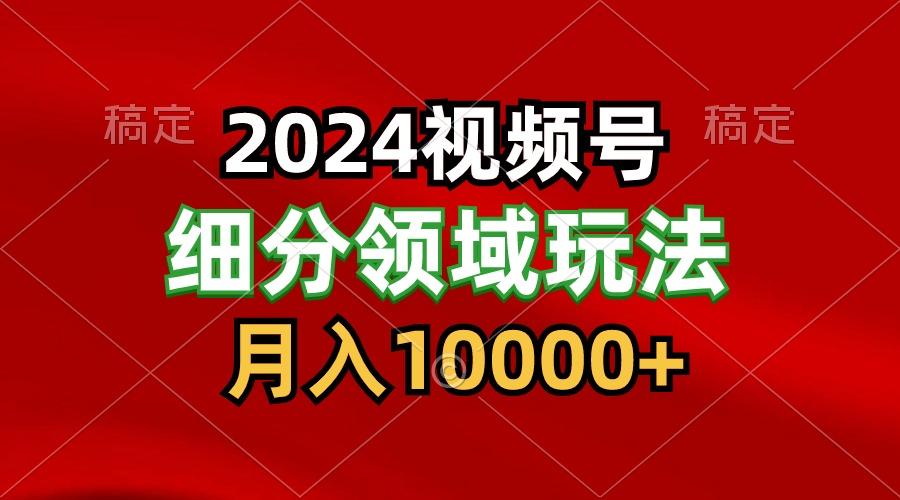 2024视频号分成计划细分领域玩法，每天5分钟，月入1W+-87创业网