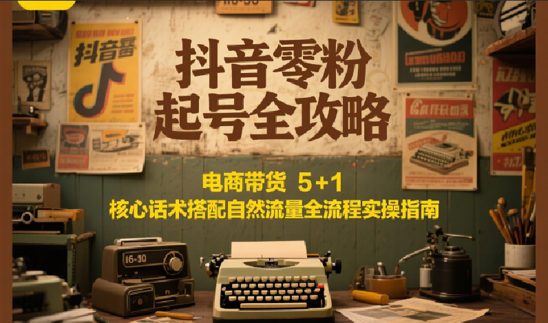 抖音零粉起号全攻略：电商带货 5+1 核心话术搭配自然流量全流程实操指南-87创业网