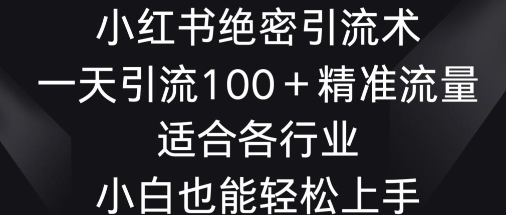 小红书绝密引流术，一天引流100+精准流量，适合各个行业，小白也能轻松上手【揭秘】-87创业网