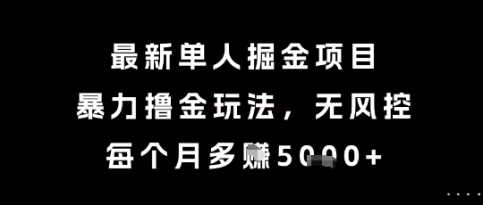最新单人掘金项目，暴力撸金玩法，无风控，每个月多挣5k+【揭秘】-87创业网