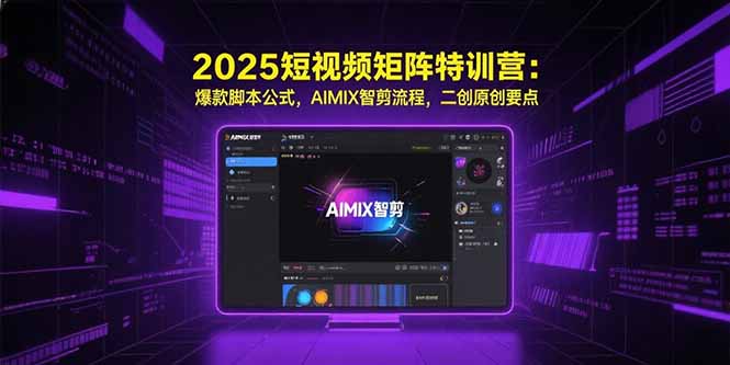 2025短视频矩阵特训营：爆款脚本公式，AIMIX智剪流程，二创原创要点-87创业网