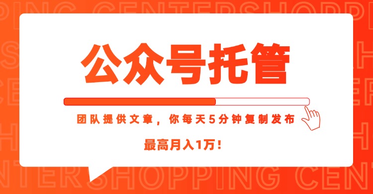 【公众号托管 】我提供文章，你每天５分钟复制发布，最高月入1W-87创业网