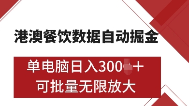 港澳餐饮数据全自动掘金，单电脑日入多张, 可矩阵批量无限操作【揭秘】-87创业网