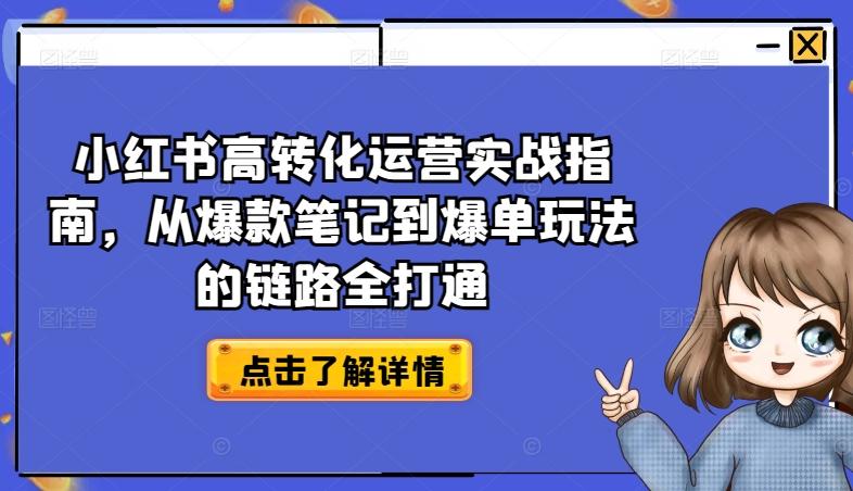 小红书高转化运营实战指南，从爆款笔记到爆单玩法的链路全打通-87创业网