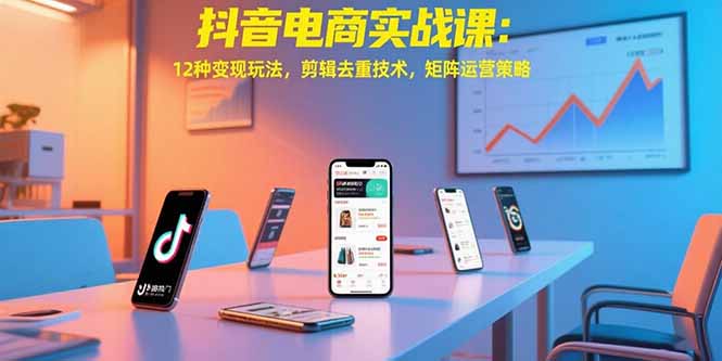 抖音电商实战课：12种变现玩法，剪辑去重技术，矩阵运营策略-87创业网