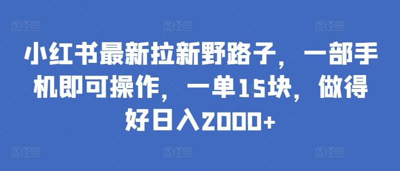 小红书最新拉新野路子，一部手机即可操作，一单15块，做得好日入2000+【揭秘】-87创业网