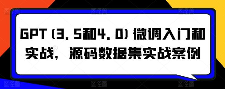 GPT(3.5和4.0)微调入门和实战，源码数据集实战案例-87创业网