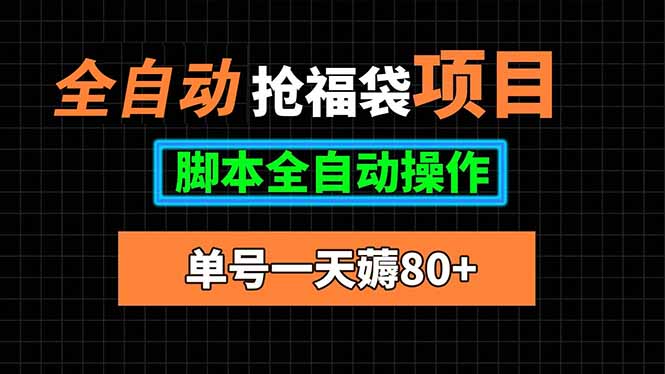 全自动抢福袋项目，单号一天80+脚本全自动操作-87创业网