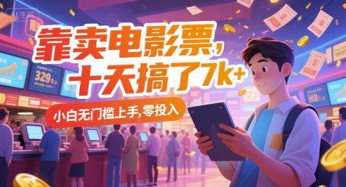 靠卖电影票，十天搞了7k+，小白无门槛上手，零投入【揭秘】-87创业网