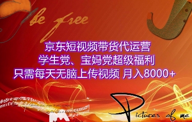 京东短视频带货代运营，学生党、宝妈党超级福利，只需每天无脑上传视频，月入8000+【仅揭秘】-87创业网