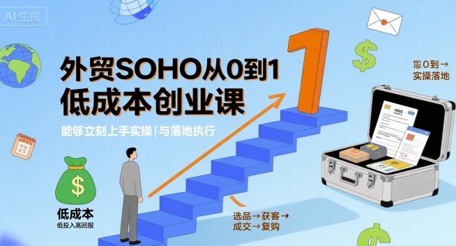 外贸SOHO从0到1低成本创业课，能够立刻上手实操与落地执行-87创业网
