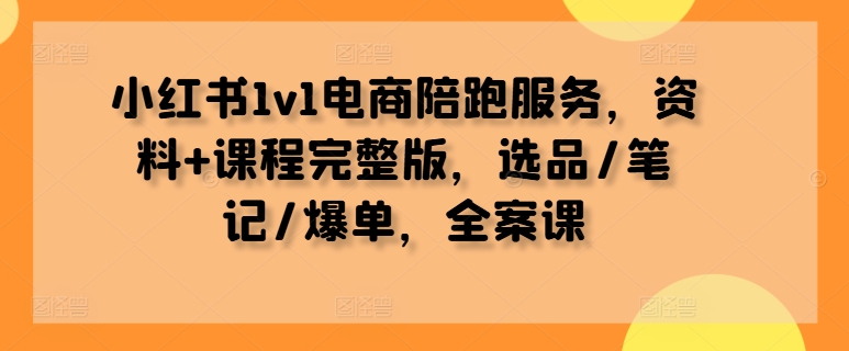 小红书1v1电商陪跑服务，资料+课程完整版，选品/笔记/爆单，全案课-87创业网