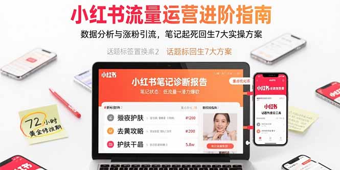 小红书流量运营进阶指南，数据分析与涨粉引流，笔记起死回生7大实操方案-87创业网