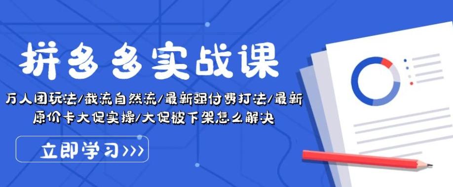 拼多多实战课：万人团玩法/截流自然流/最新强付费打法/最新原价卡大促..-87创业网