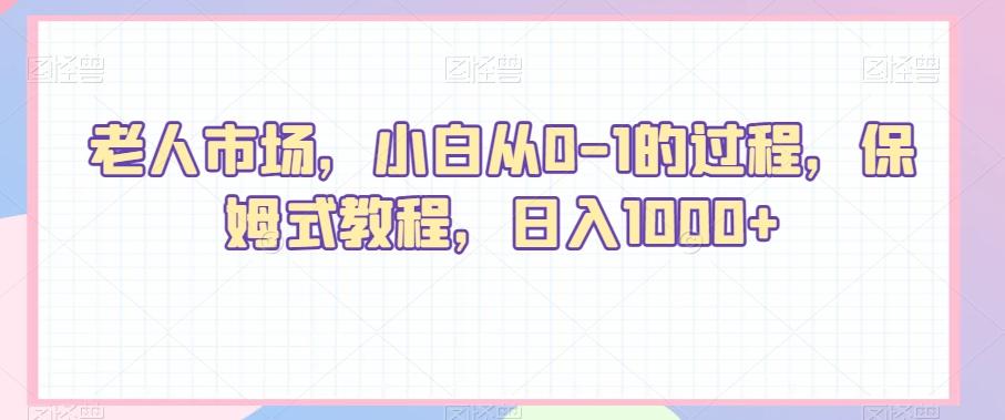 老人市场，小白从0-1的过程，保姆式教程，日入1000+-87创业网