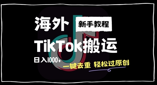 2024最新海外TikTok搬运玩法，一键去重轻松过原创，新手无经验也能日入1k【揭秘】-87创业网