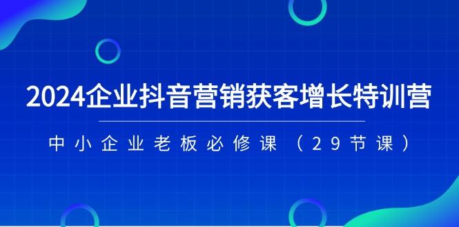 2024企业抖音-营销获客增长特训营，中小企业老板必修课(29节课-87创业网